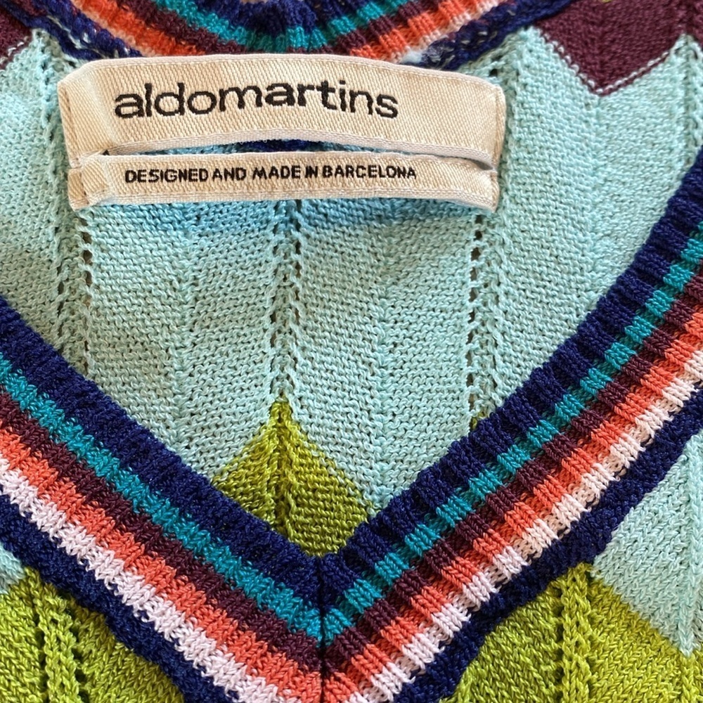 Anthropologie Aldo Martins Bamboo Rainbow Chevron Striped Knitted Tank Vest S - Picture 3 of 5
